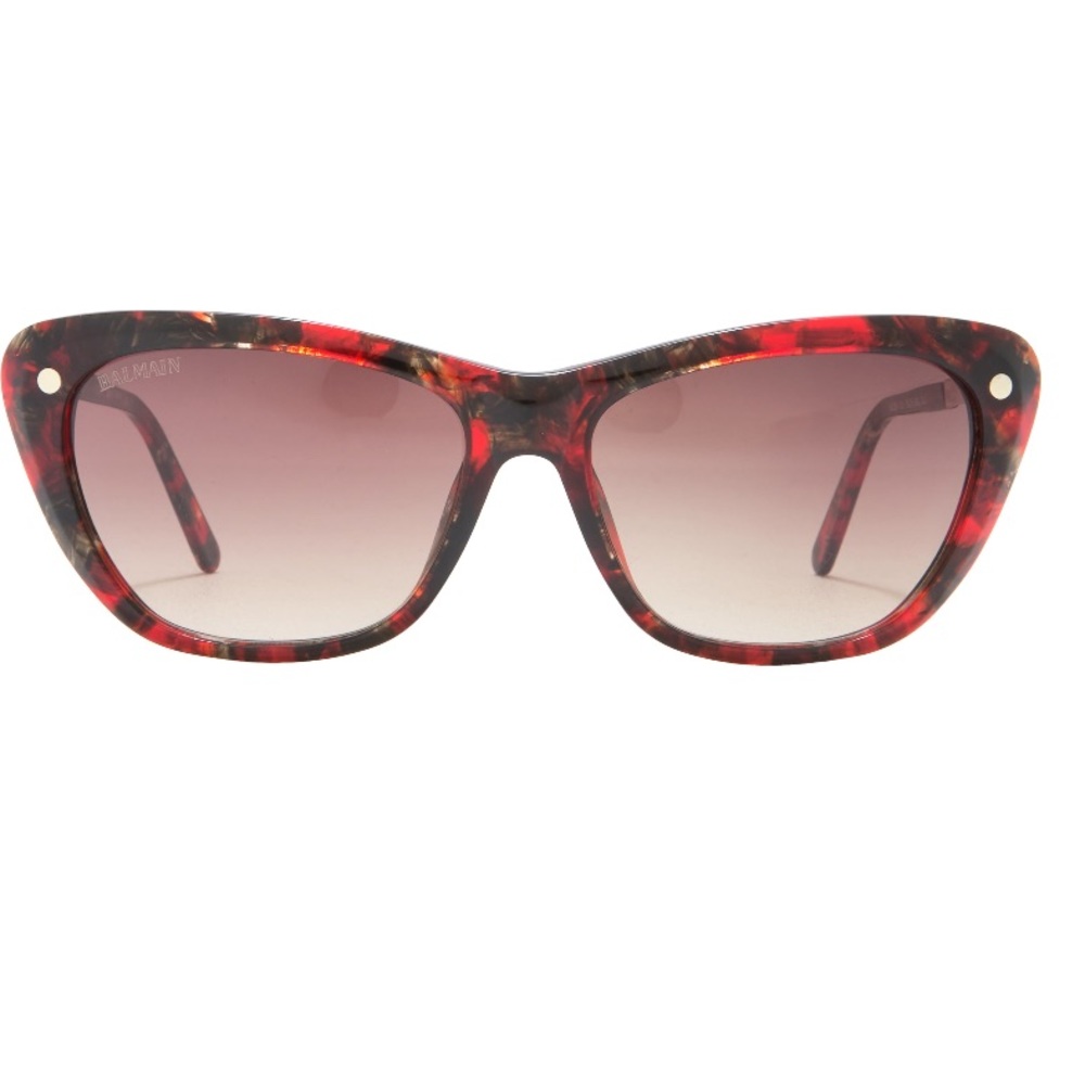 Balmain 56mm Modified Cat Eye Sunglasses In Red & Brown Red- Comes W/ Case